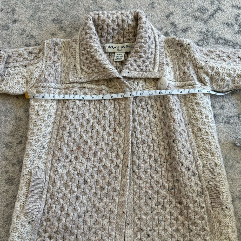 Aran Mor Sweater Cardigan Ireland Fisherman Knit 100% Merino Wool Size Medium - Picture 11 of 11